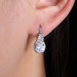 925 Silver Zircon Pagoda Drop Earrings Wedding Party Jewelry