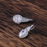 925 Silver Zircon Pagoda Drop Earrings Wedding Party Jewelry