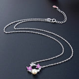 925 Silver Necklace Pearl Amethyst Zircon Pendant Wedding Party Gift