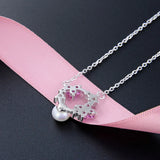 925 Silver Necklace Pearl Amethyst Zircon Pendant Wedding Party Gift