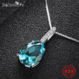 925 Silver Necklace with Water Drop Sapphire Zircon Pendant