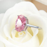 925 Silver Pink Zircon Ring Women 10*14mm Oval Wedding Anniversary Jewelry