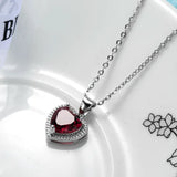 925 Silver Ruby Emerald Necklace Heart Pendant Wedding Anniversary Jewelry