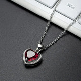 925 Silver Ruby Emerald Necklace Heart Pendant Wedding Anniversary Jewelry