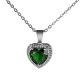 925 Silver Ruby Emerald Necklace Heart Pendant Wedding Anniversary Jewelry