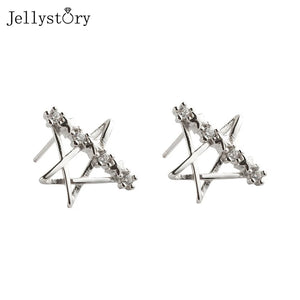 925 Silver Star Diamond Zircon Stud Earrings