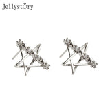 925 Silver Star Diamond Zircon Stud Earrings