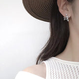 925 Silver Star Diamond Zircon Stud Earrings