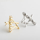 925 Silver Star Diamond Zircon Stud Earrings