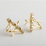 925 Silver Star Diamond Zircon Stud Earrings