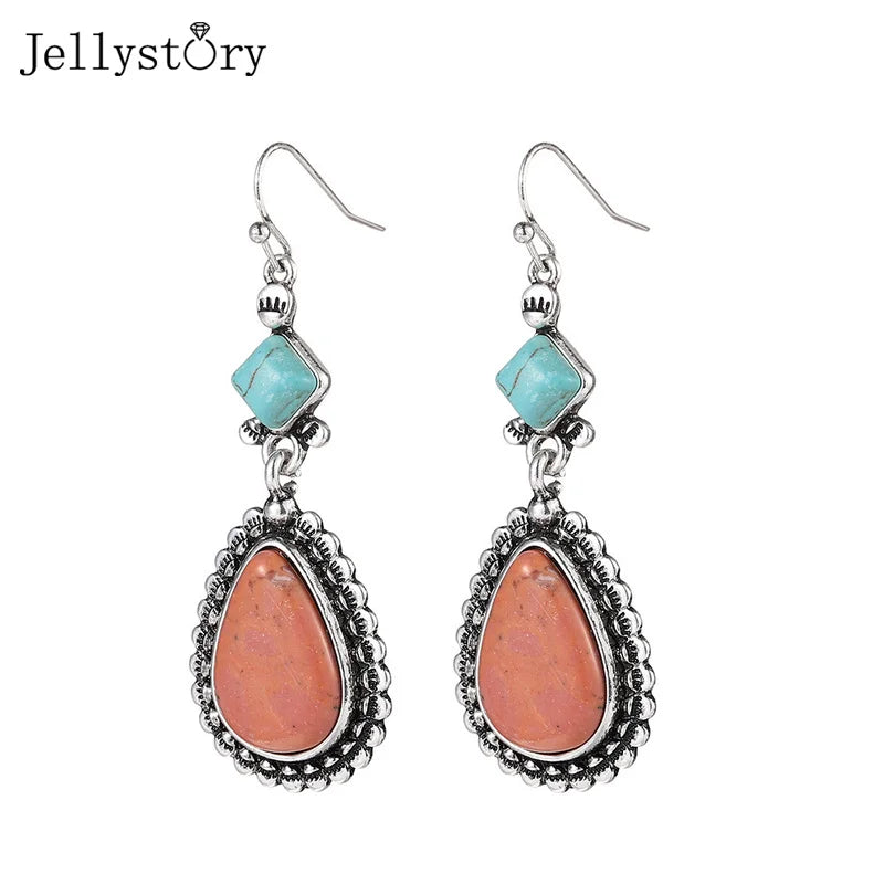 925 Silver Turquoise Drop Earrings Vintage Wedding Jewelry