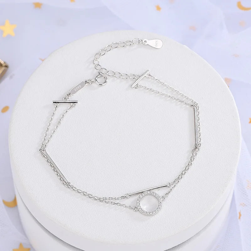 925 Silver Zircon Bracelet Fine Jewelry Women Anniversary Gift
