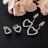 925 Silver Double Heart Zircon Drop Earrings for Women