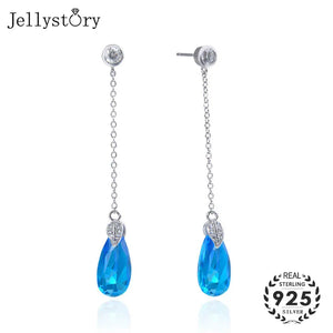 925 Silver Earrings Sapphire Gemstone Fine Jewelry Women Wedding