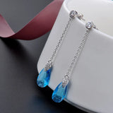 925 Silver Earrings Sapphire Gemstone Fine Jewelry Women Wedding