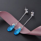 925 Silver Earrings Sapphire Gemstone Fine Jewelry Women Wedding
