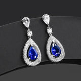 925 Silver Earrings with Sapphire Gemstone for Women Wedding