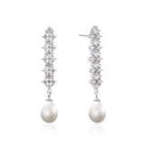 925 Silver Long Pearl Earrings for Women Party Wedding