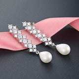 925 Silver Long Pearl Earrings for Women Party Wedding