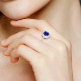 925 Silver Sapphire Zircon Open Ring for Women Party