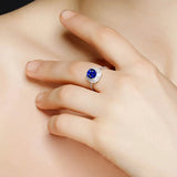 925 Silver Sapphire Zircon Open Ring for Women Party