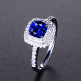 925 Silver Sapphire Zircon Open Ring for Women Party