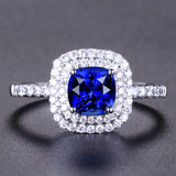 925 Silver Sapphire Zircon Open Ring for Women Party