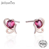 925 Silver Stud Earrings with Ruby Gemstone Butterfly Shape Fine Jewelry