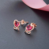 925 Silver Stud Earrings with Ruby Gemstone Butterfly Shape Fine Jewelry