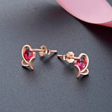 925 Silver Stud Earrings with Ruby Gemstone Butterfly Shape Fine Jewelry