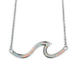 Silver 925 Opal Gemstones Wave Necklace - Unique Style