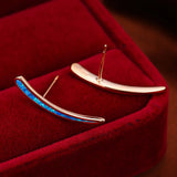 925 Silver Crescent Moon Opal Stud Earrings Wedding Fine Jewelry