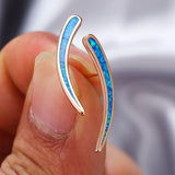 925 Silver Crescent Moon Opal Stud Earrings Wedding Fine Jewelry