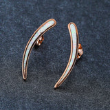 925 Silver Crescent Moon Opal Stud Earrings Wedding Fine Jewelry