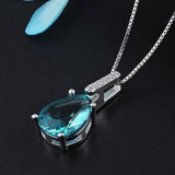 925 Silver Necklace with Water Drop Sapphire Pendant for Women Wedding