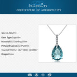 925 Silver Necklace with Water Drop Sapphire Pendant for Women Wedding