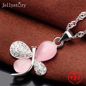 925 Silver Necklace with Moonstone Zircon Pendant