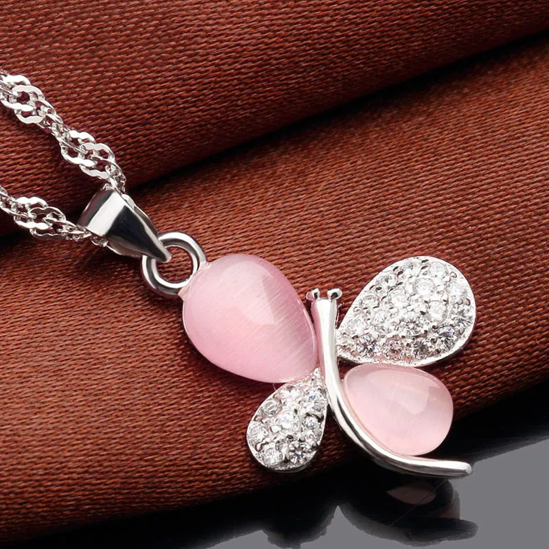 925 Silver Necklace with Moonstone Zircon Pendant