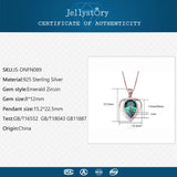 925 Silver Necklace with Heart Emerald Zircon Pendant Women Wedding Party
