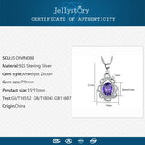 925 Silver Necklace with Oval Amethyst Zircon Pendant