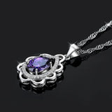 925 Silver Necklace with Oval Amethyst Zircon Pendant