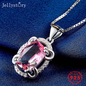 925 Silver Necklace Oval Ruby Pendant Women Jewelry