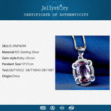 925 Silver Necklace Oval Ruby Pendant Women Jewelry