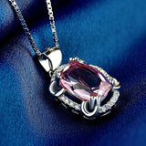 925 Silver Necklace Oval Ruby Pendant Women Jewelry
