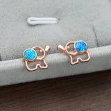 Elephant Opal Earrings 925 Sterling Silver Fine Jewelry