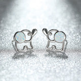 Elephant Opal Earrings 925 Sterling Silver Fine Jewelry