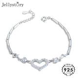 925 Silver Heart Zircon Chain Bracelet Women Wedding Birthday Gift