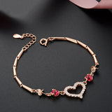 925 Silver Heart Zircon Chain Bracelet Women Wedding Birthday Gift