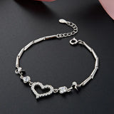 925 Silver Heart Zircon Chain Bracelet Women Wedding Birthday Gift