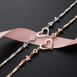 925 Silver Heart Zircon Chain Bracelet Women Wedding Birthday Gift